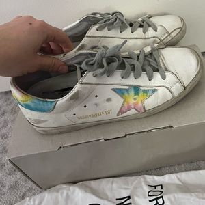 Golden Goose Deluxe Brand sneakers white with tie dye star size 8 size 38